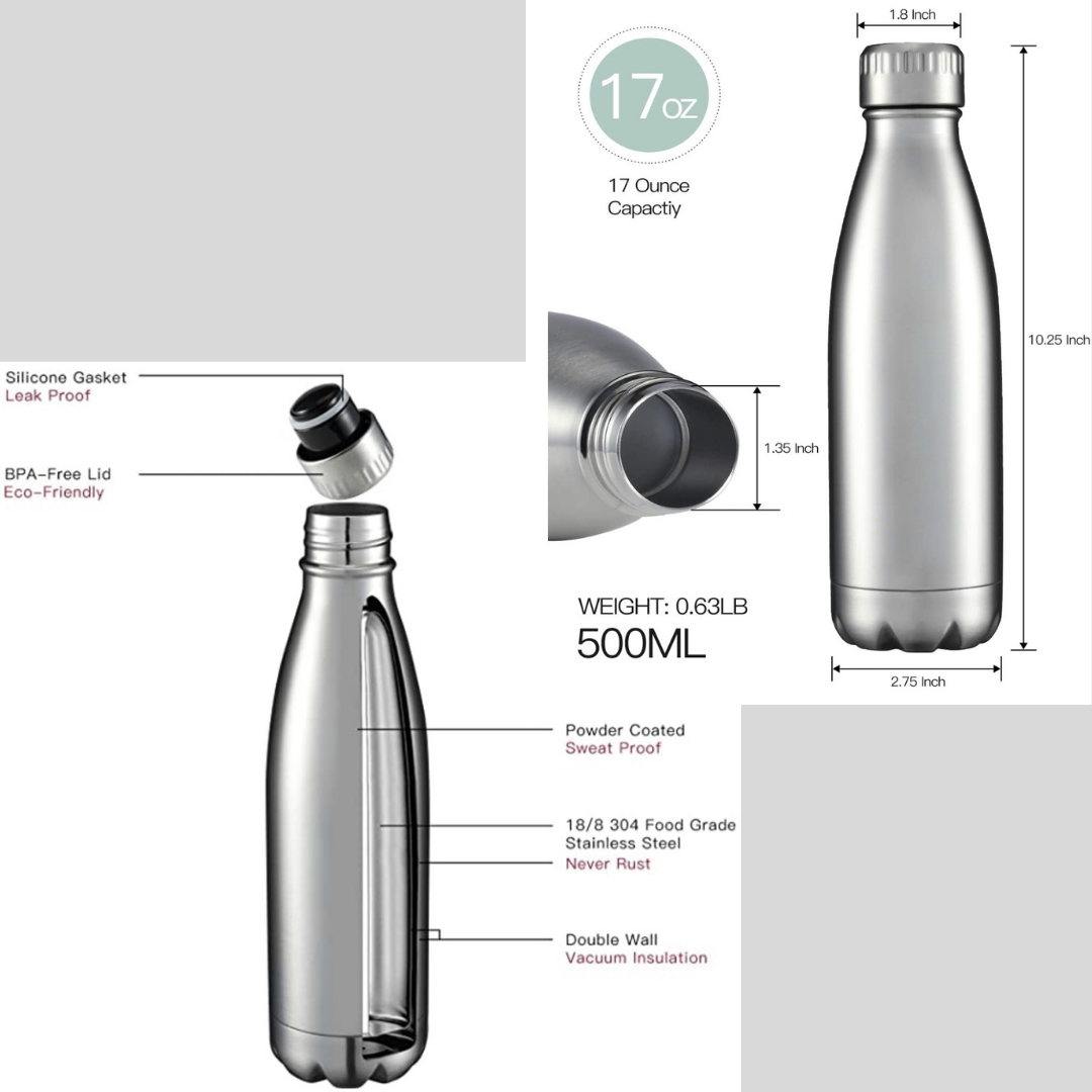 Custom Engraved 17oz Cola Shape Design Water Bottle