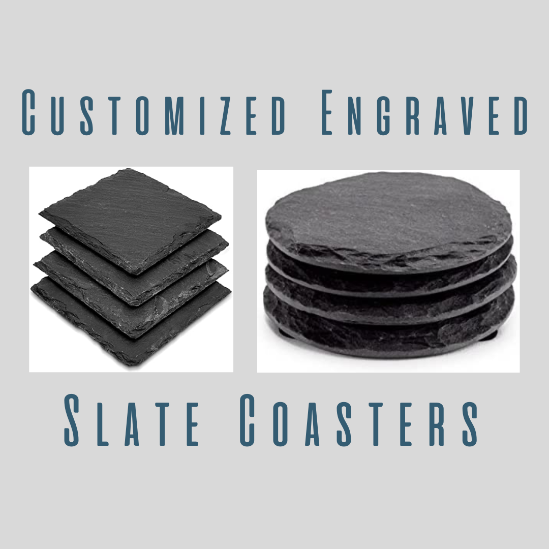 Custom Engraved Slate Coasters - Set of 4