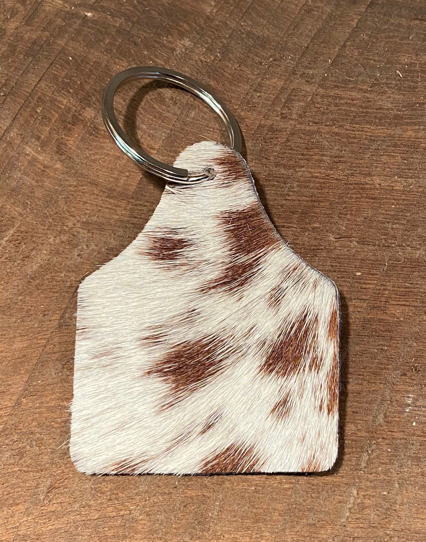 Cow Hide Cow Tag Keychain