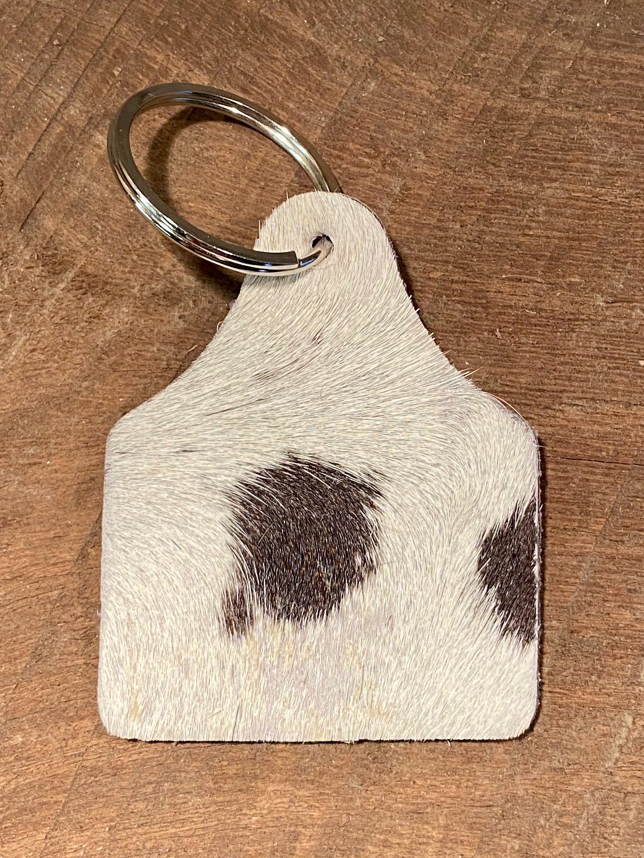 Cow Hide Cow Tag Keychain