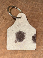 Load image into Gallery viewer, Cow Hide Cow Tag Keychain
